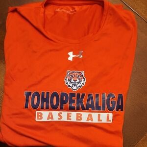 Under Armour Mens Orange Baseball Shirt Team Issued